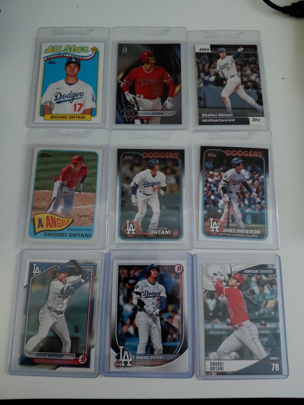 Shohei Ohtani Baseball Card Collection - Dodgers & Angels 9 CARD LOTS